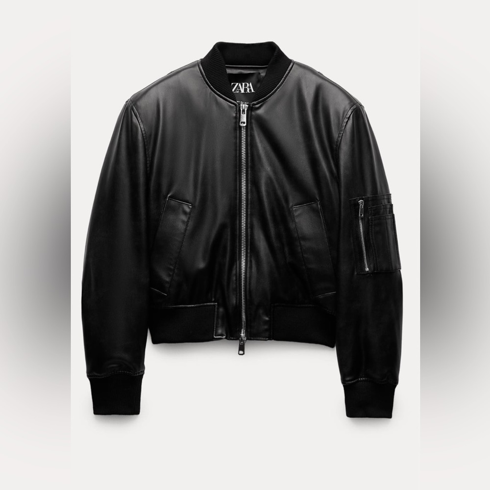 ZARA Women’s collection faux leather bomber jacket size L